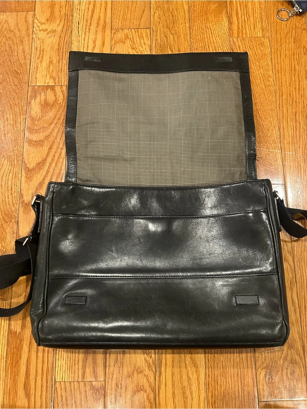 Jack Spade Black Leather Messenger Bag‎ Crossbody Laptop Briefcase Work Travel